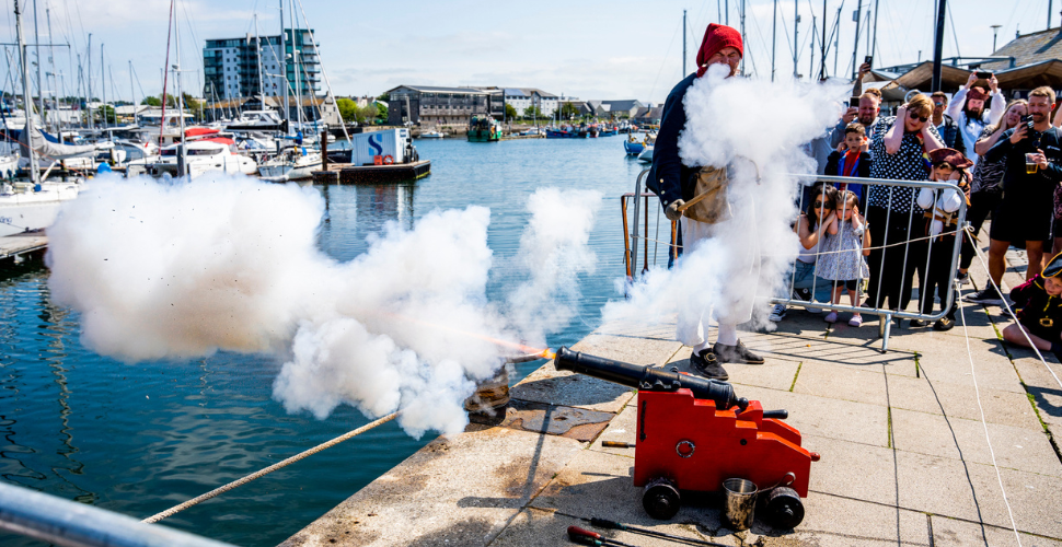 Cannon firing at Pirates Weekend in Plymouth